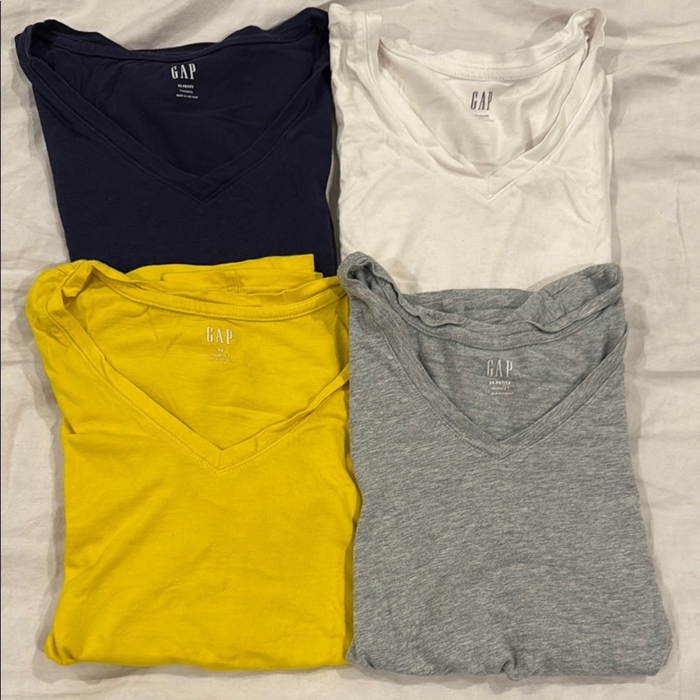 GAP V-Neck Favorite T-Shirt Collection - Dark Blue, White, Yellow, Light Gray